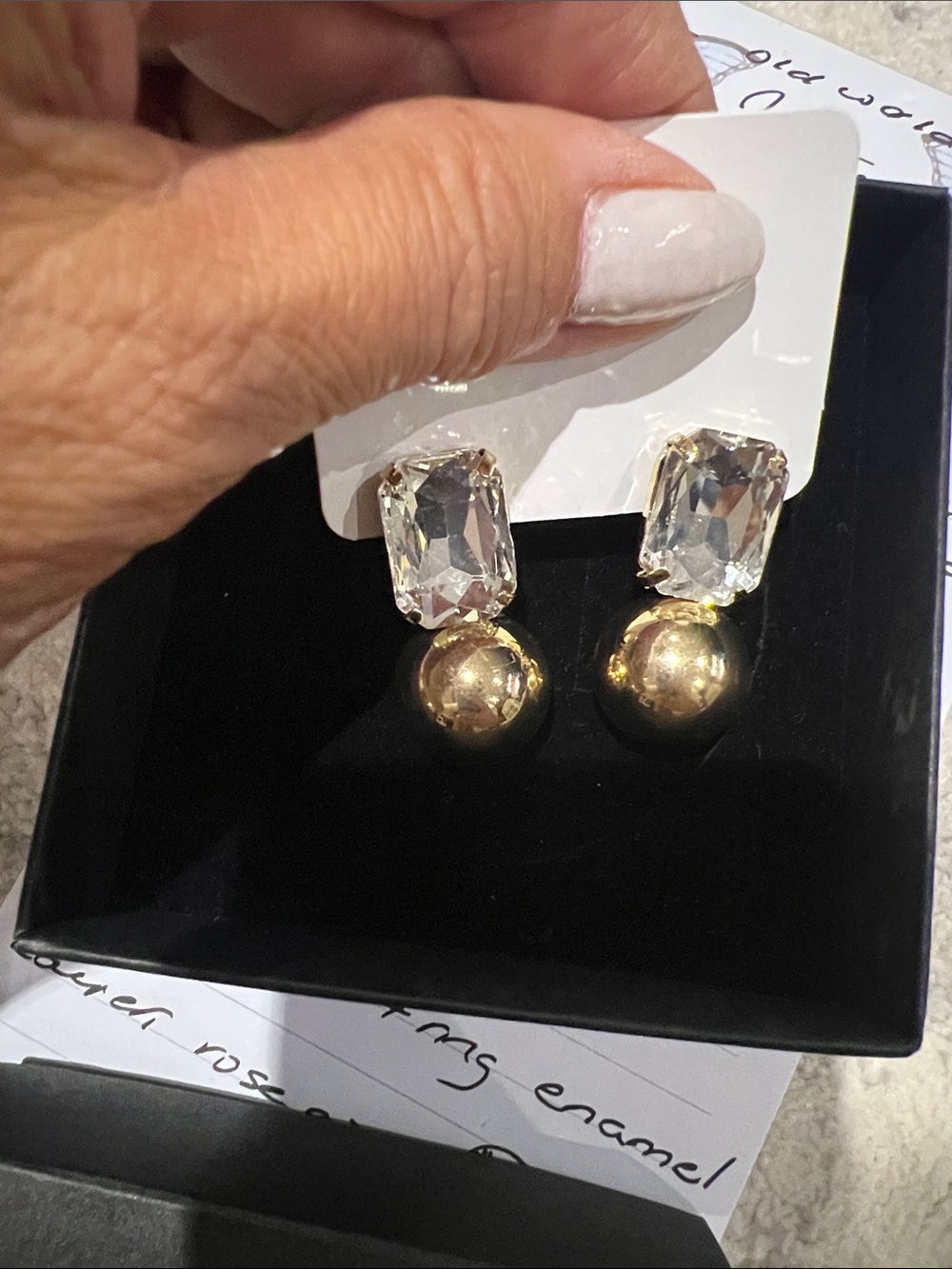Crystal and Gold Drop Earrings - Clear Crystal & Gold Tone NWT